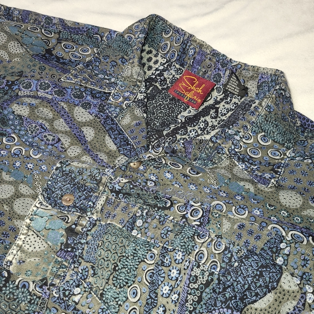 Shah Safari Button Up Shirt‎ Size Large Y2K